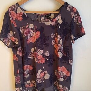Torrid Floral Print Blouse - Purple and Pink